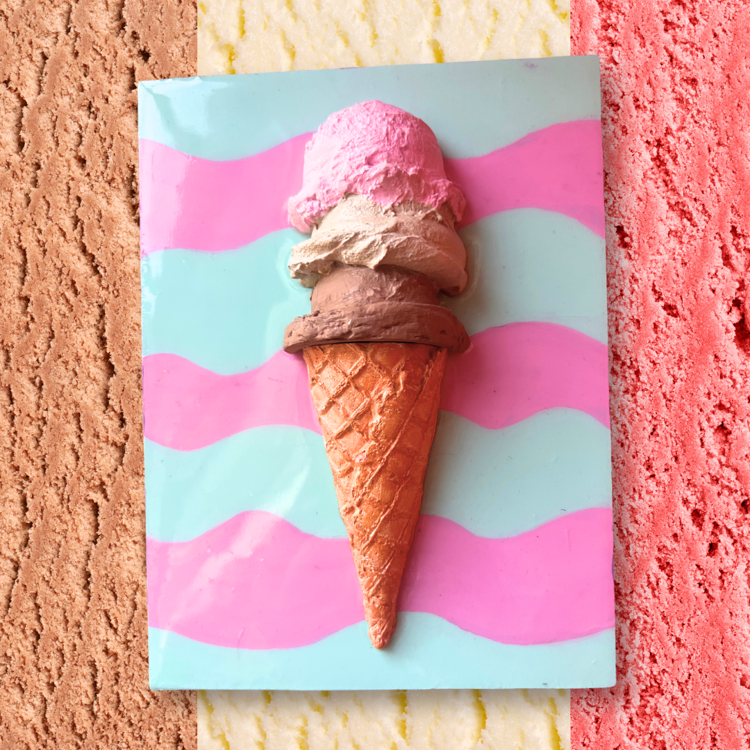 Ice Cream on Canvas (Wavy) - Sculptural Painting